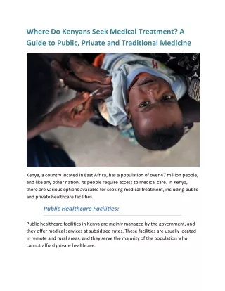 Where Do Kenyans Seek Medical Treatment A Guide to Public, Private and Traditional Medicine