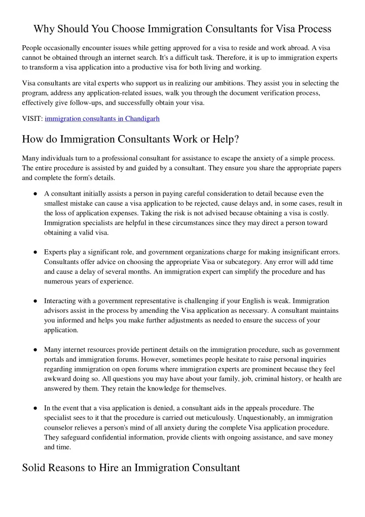 why should you choose immigration consultants