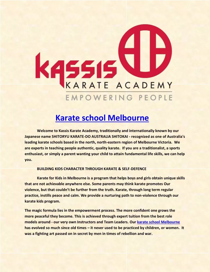 karate school melbourne