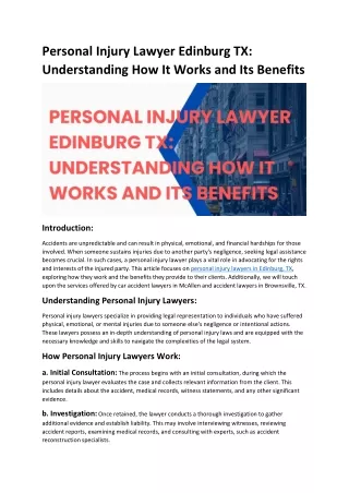 Personal Injury Lawyer Edinburg TX: Understanding How It Works and Its Benefits