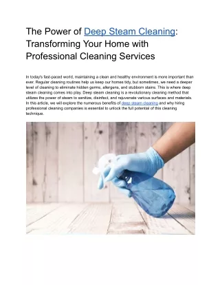 the power of deep steam cleaning transforming