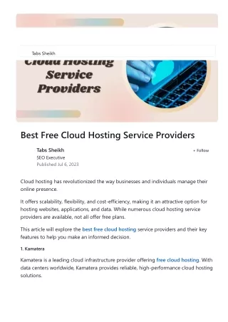 Best Free Cloud Hosting Services Providers