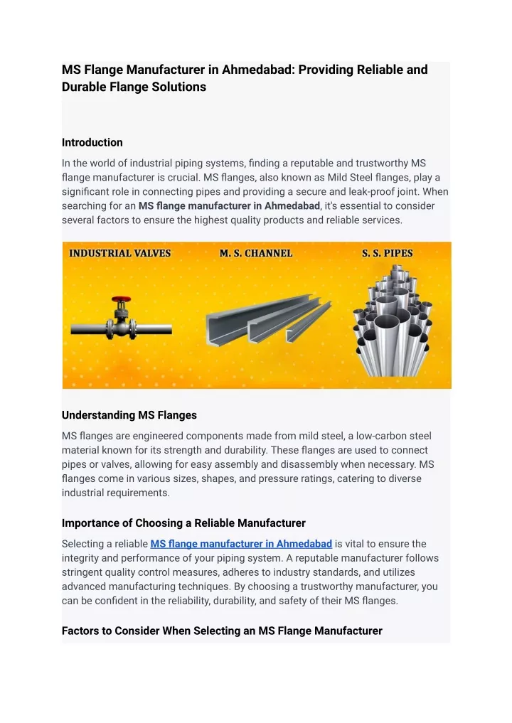 ms flange manufacturer in ahmedabad providing