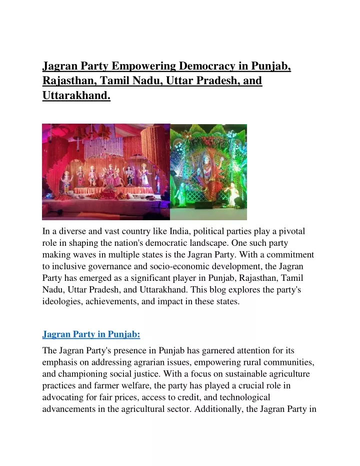 jagran party empowering democracy in punjab