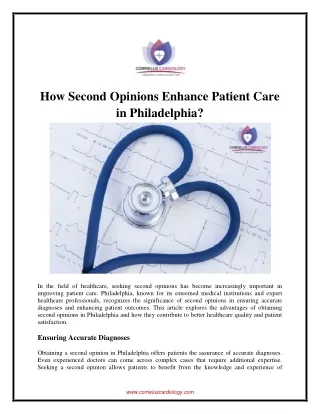 How Second Opinions Enhance Patient Care in Philadelphia