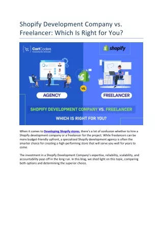 Shopify Development Company vs Freelancer Which Is Right for You