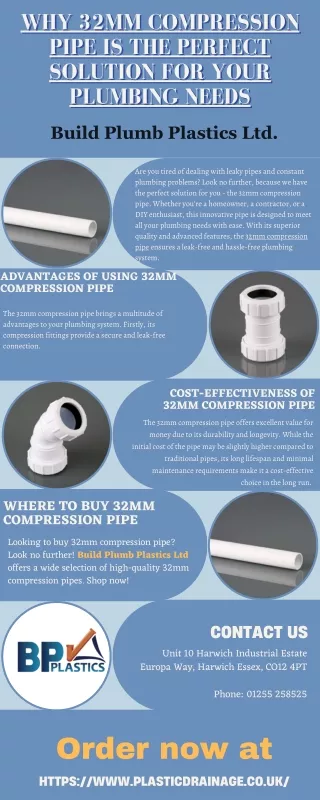 Why 32mm Compression Pipe is the Perfect Solution for Your Plumbing Needs