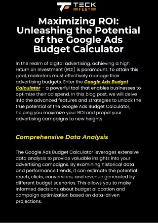 Maximizing ROI Unleashing the Potential of the Google Ads Budget Calculator