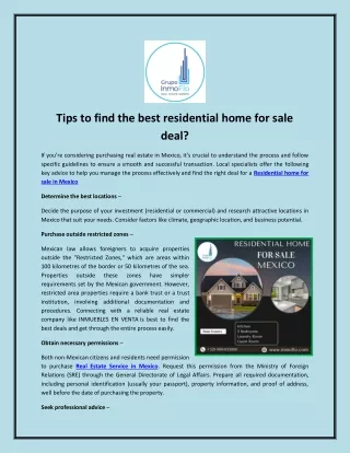 Tips to find the best residential home for sale deal