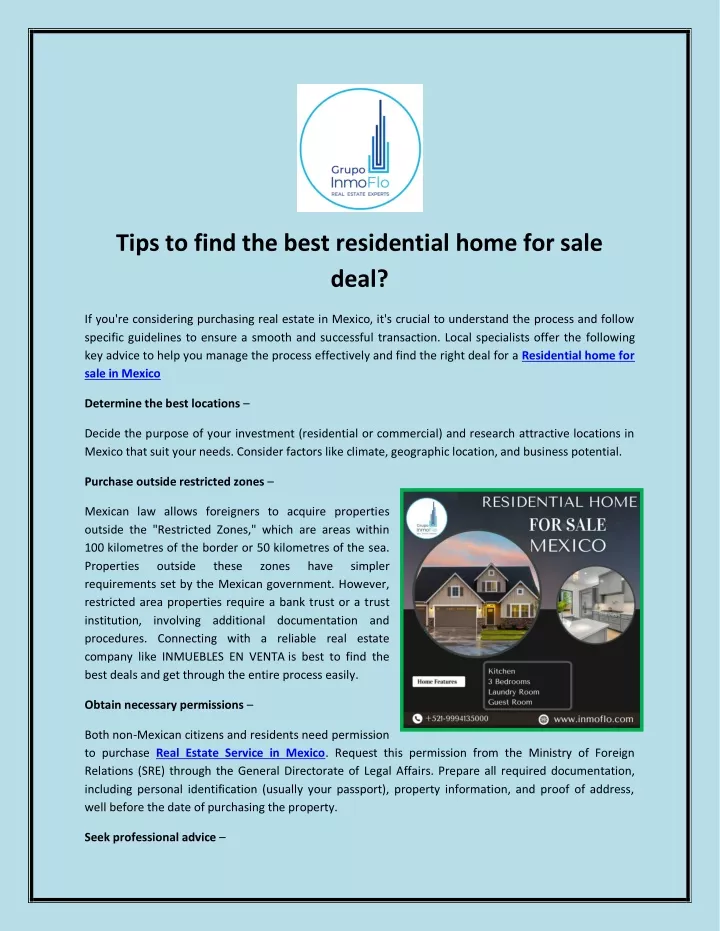 tips to find the best residential home for sale