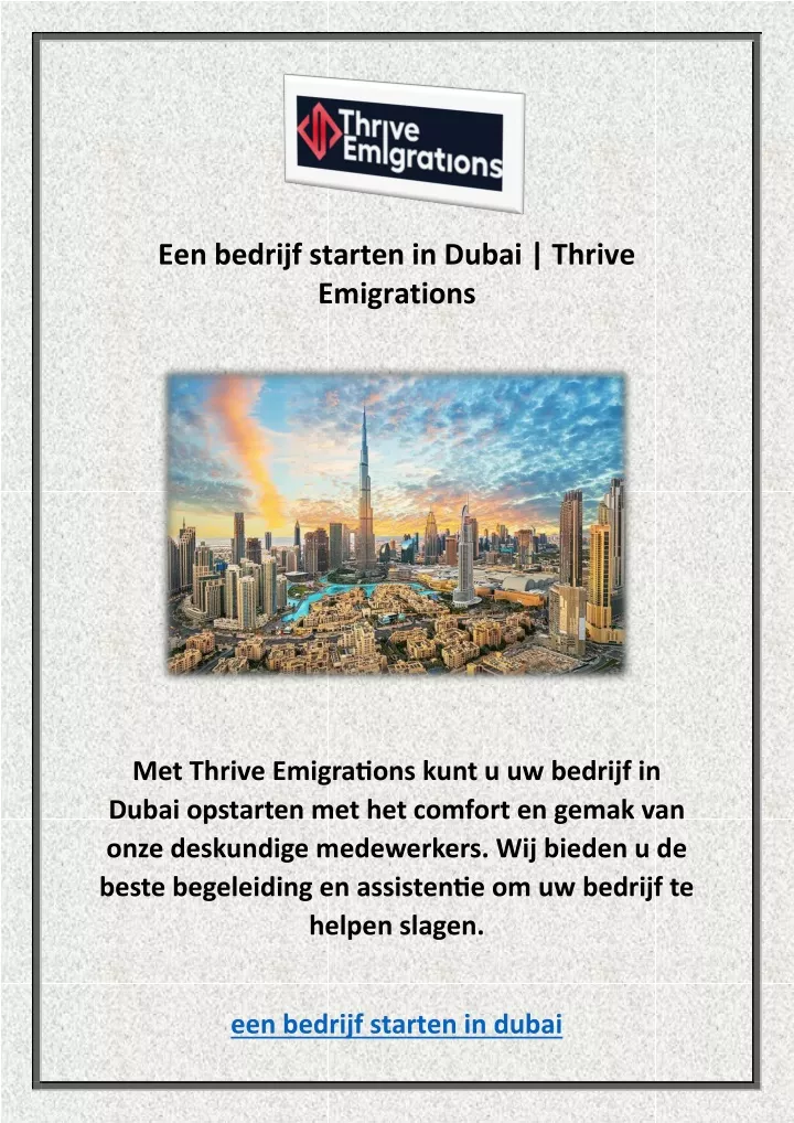 een bedrijf starten in dubai thrive emigrations