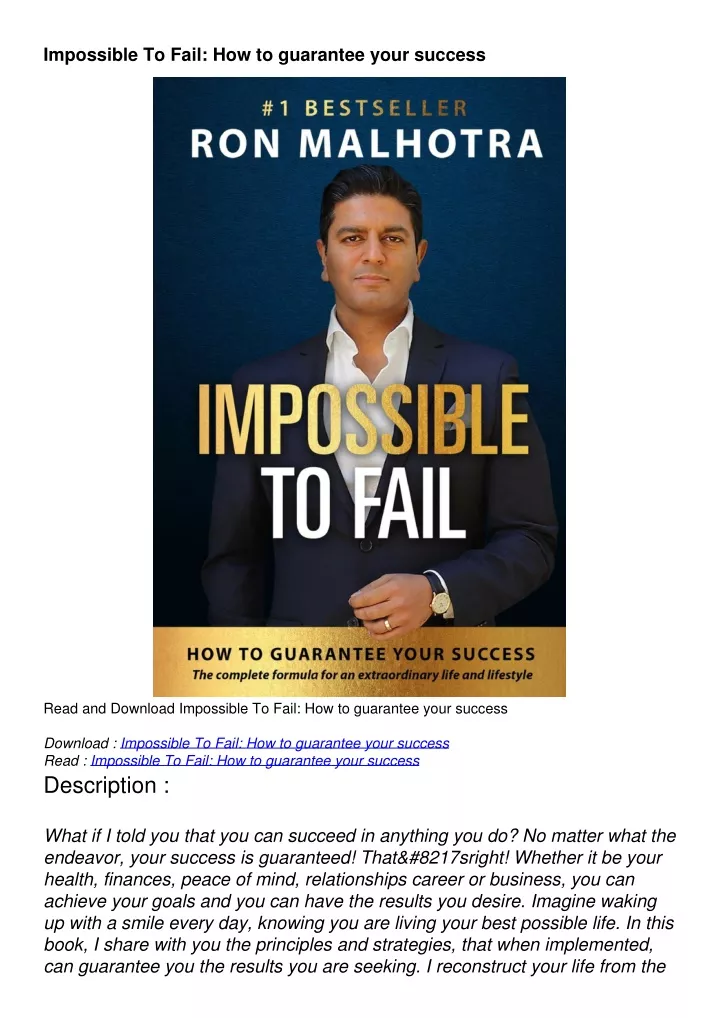 impossible to fail how to guarantee your success