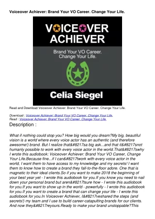 download PDF Voiceover Achiever: Brand Your VO Career. Change Your Life.