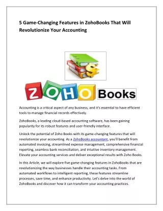 5 Game-Changing Features in ZohoBooks That Will Revolutionize Your Accounting