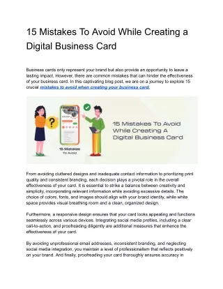 15 Mistakes To Avoid While Creating a Digital Business Card