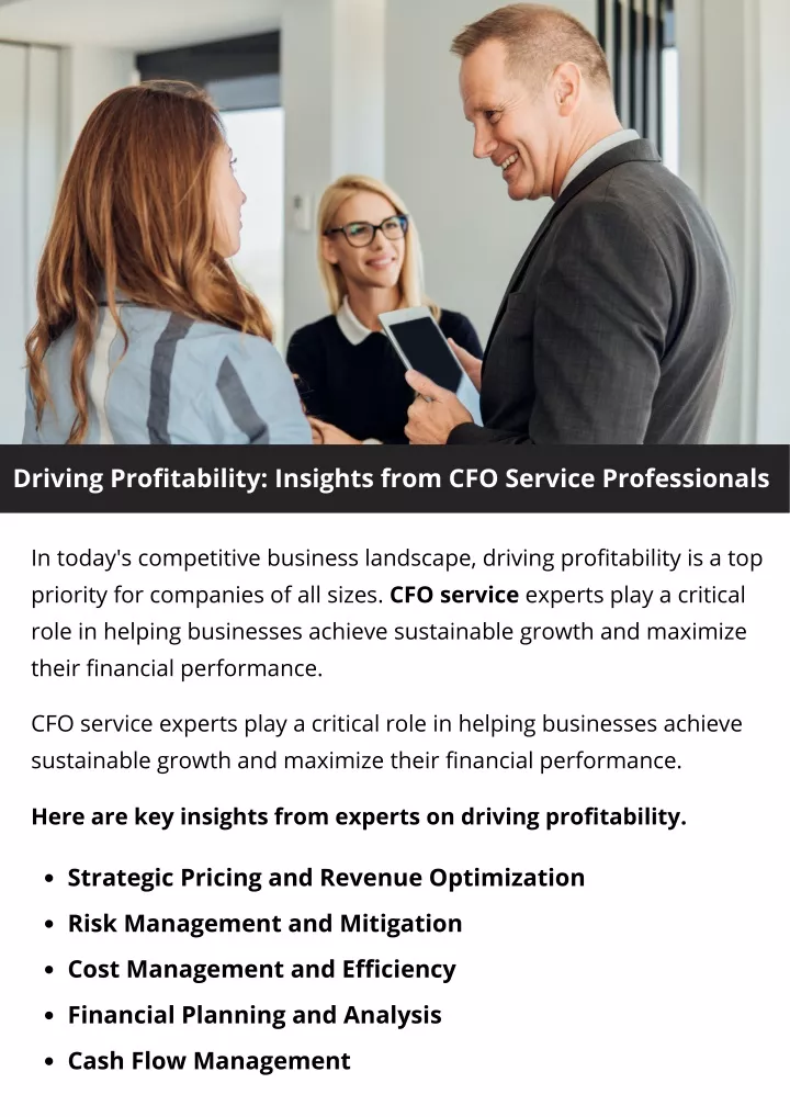 driving profitability insights from cfo service