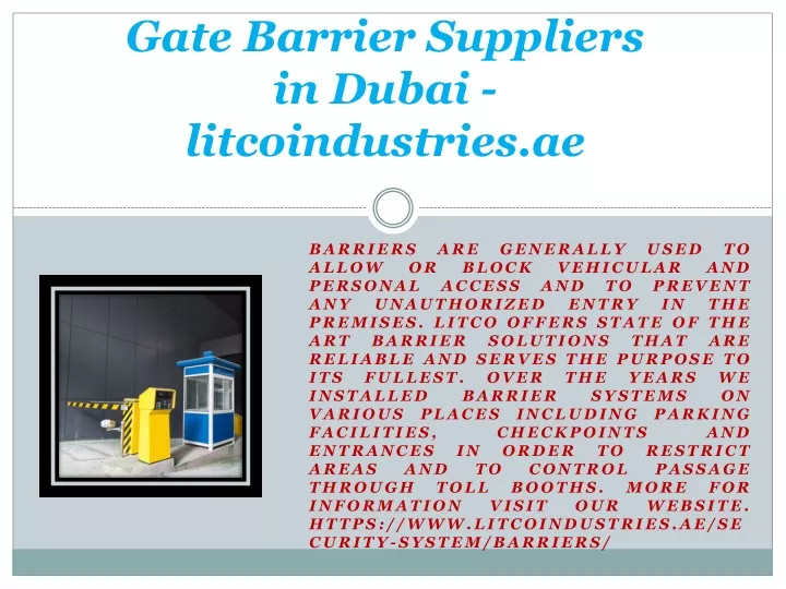gate barrier suppliers in dubai litcoindustries ae