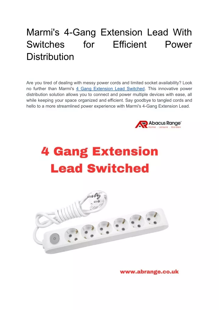 marmi s 4 gang extension lead with switches