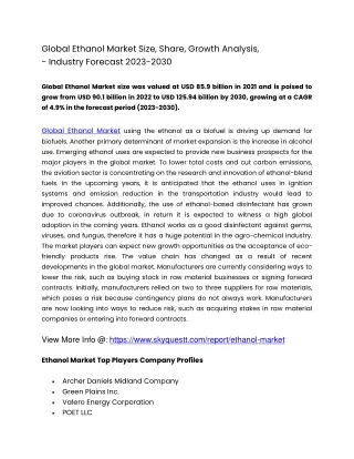 global ethanol market size share growth analysis