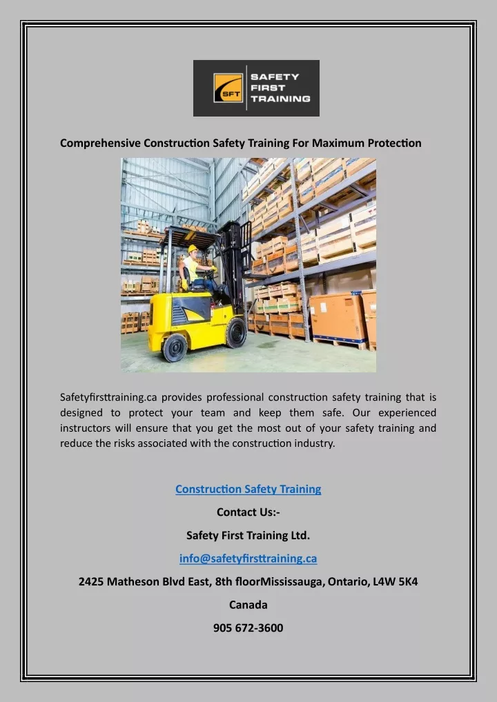 comprehensive construction safety training