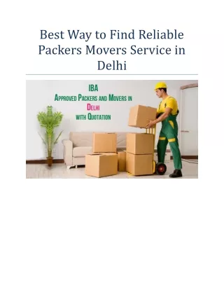 Best Way to Find Reliable Packers Movers Service in Delhi