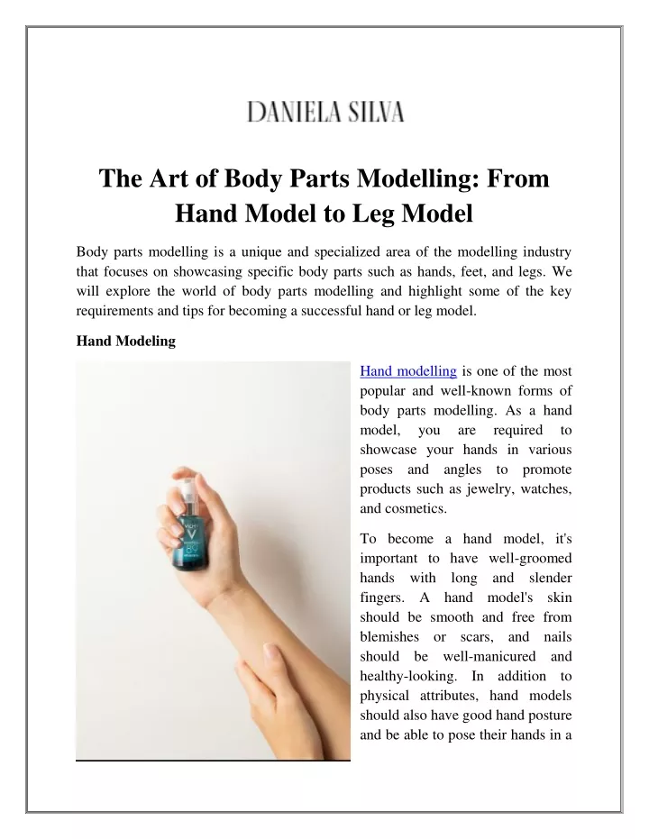 the art of body parts modelling from hand model