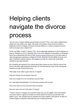 helping clients navigate the divorce process