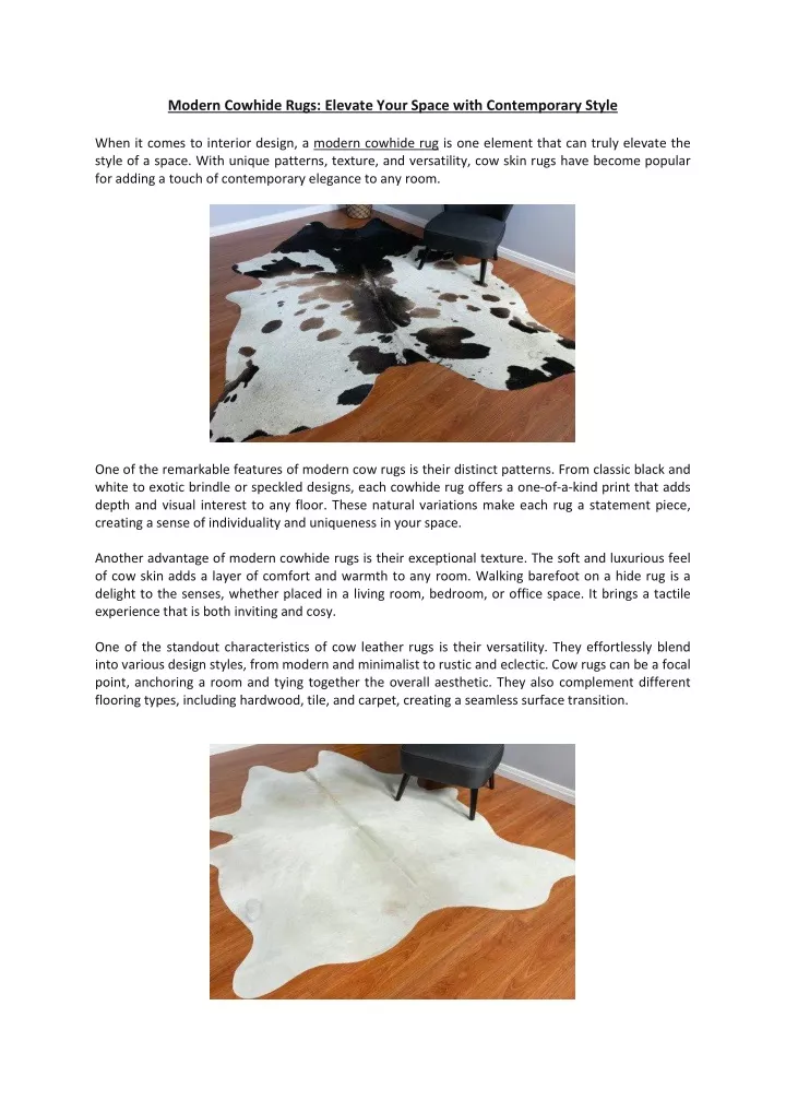 modern cowhide rugs elevate your space with