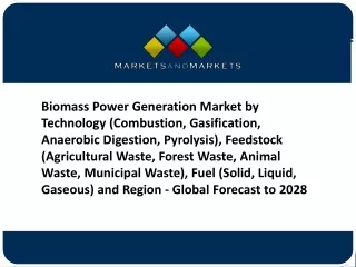 Biomass Power Generation Market to Reach $105.7 billion by 2028