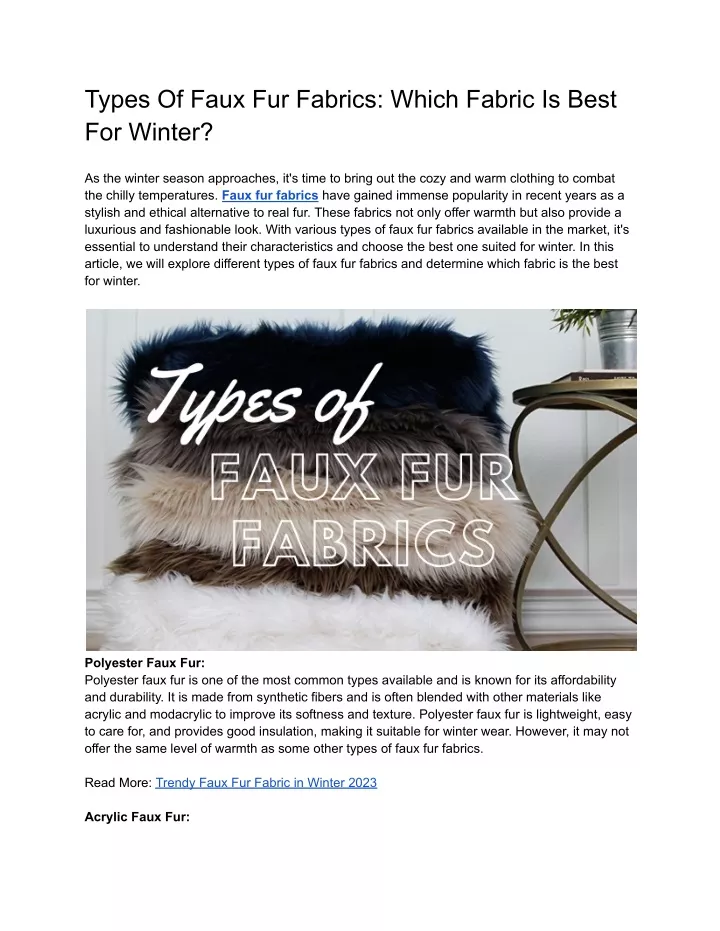 PPT - Types Of Faux Fur Fabrics_ Which Fabric Is Best For Winter ...