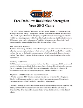 Free Dofollow Backlinks: Strengthen Your SEO Game