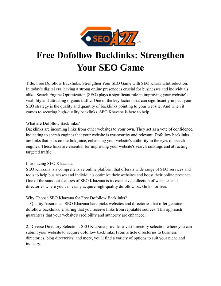 free dofollow backlinks strengthen your seo game