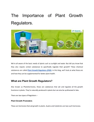 The Importance of Plant Growth Regulators
