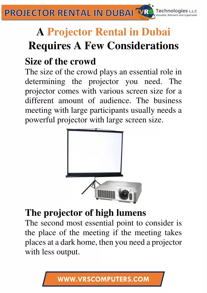a projector rental in dubai requires