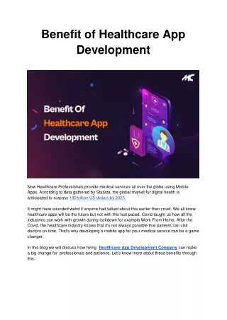 Benefit of Healthcare App Development
