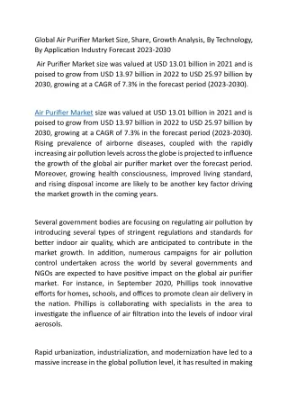 global air purifier market size share growth