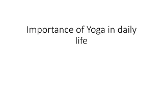 importance of yoga in daily life