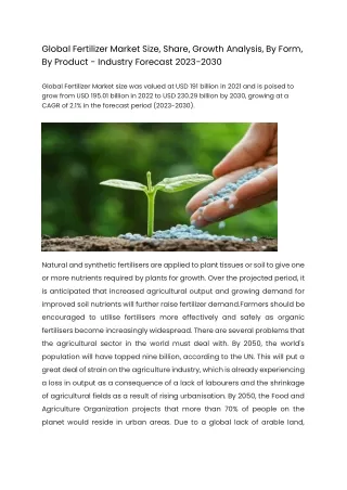 global fertilizer market size share growth