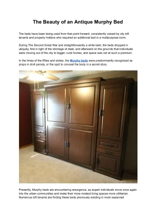 The Beauty of an Antique Murphy Bed