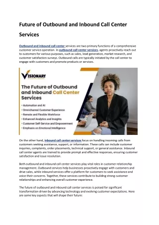 Future of Outbound and Inbound Call Center Services