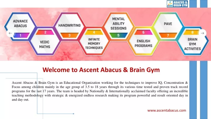 welcome to ascent abacus brain gym