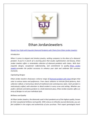 Diamond Pendants - Ethan Jordan Jewelers - Ethan Jordan Jewelers
