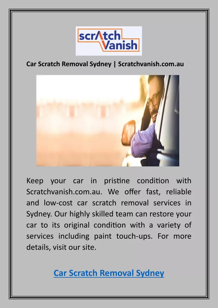 car scratch removal sydney scratchvanish com au