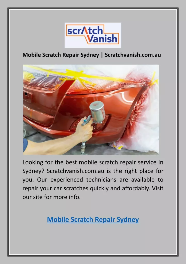 mobile scratch repair sydney scratchvanish com au