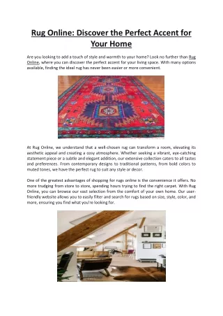 Rug Online: Discover the Perfect Accent for Your Home