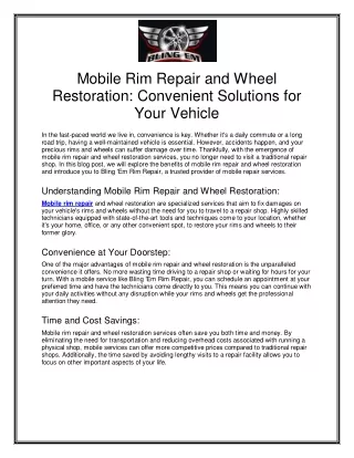 Save Time and Effort with Mobile Rim Repair Services