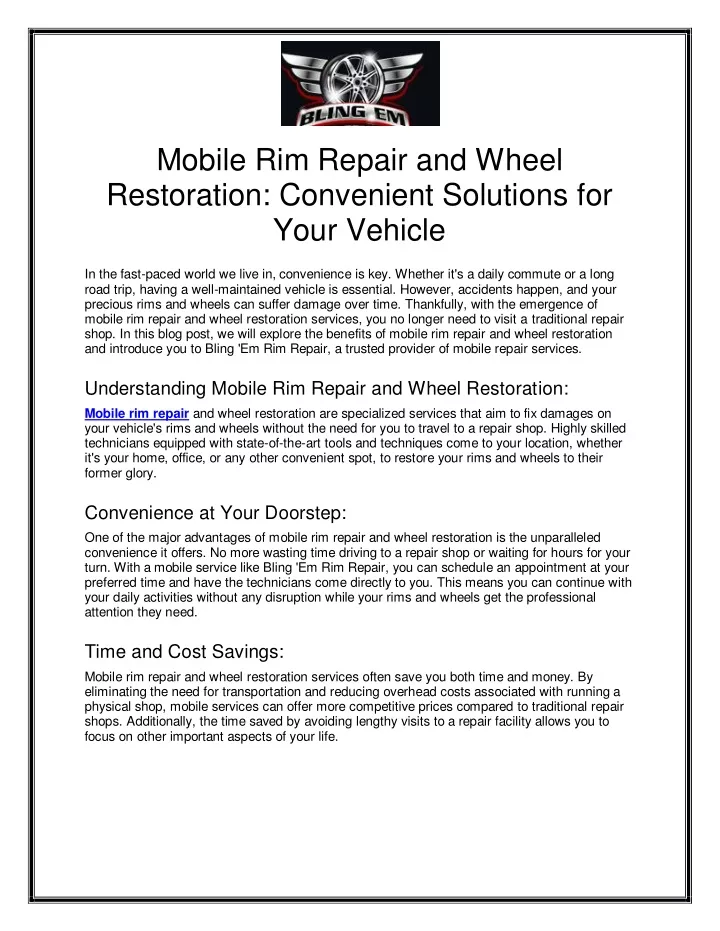 mobile rim repair and wheel restoration