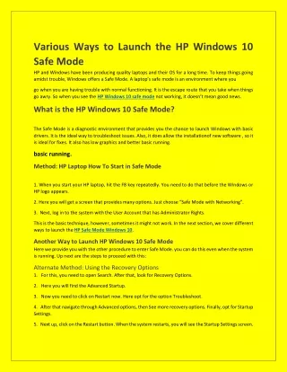 HP Windows 10 SAFE MODE