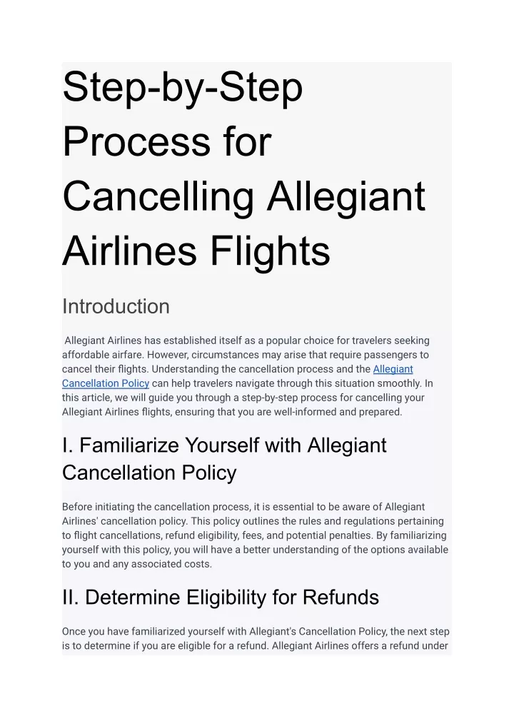 step by step process for cancelling allegiant