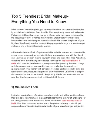 Top 5 Trendiest Bridal Makeup- Everything You Need to Know